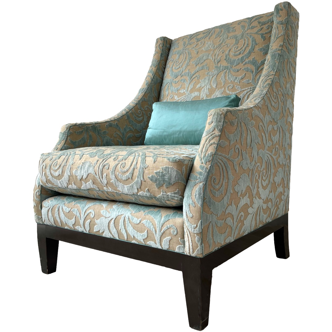 Christian Grevstad Foliate Cut Chenille Velvet Armchair #1