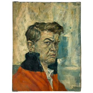 A Suspicious Gentleman Vintage Oil Portrait Painting