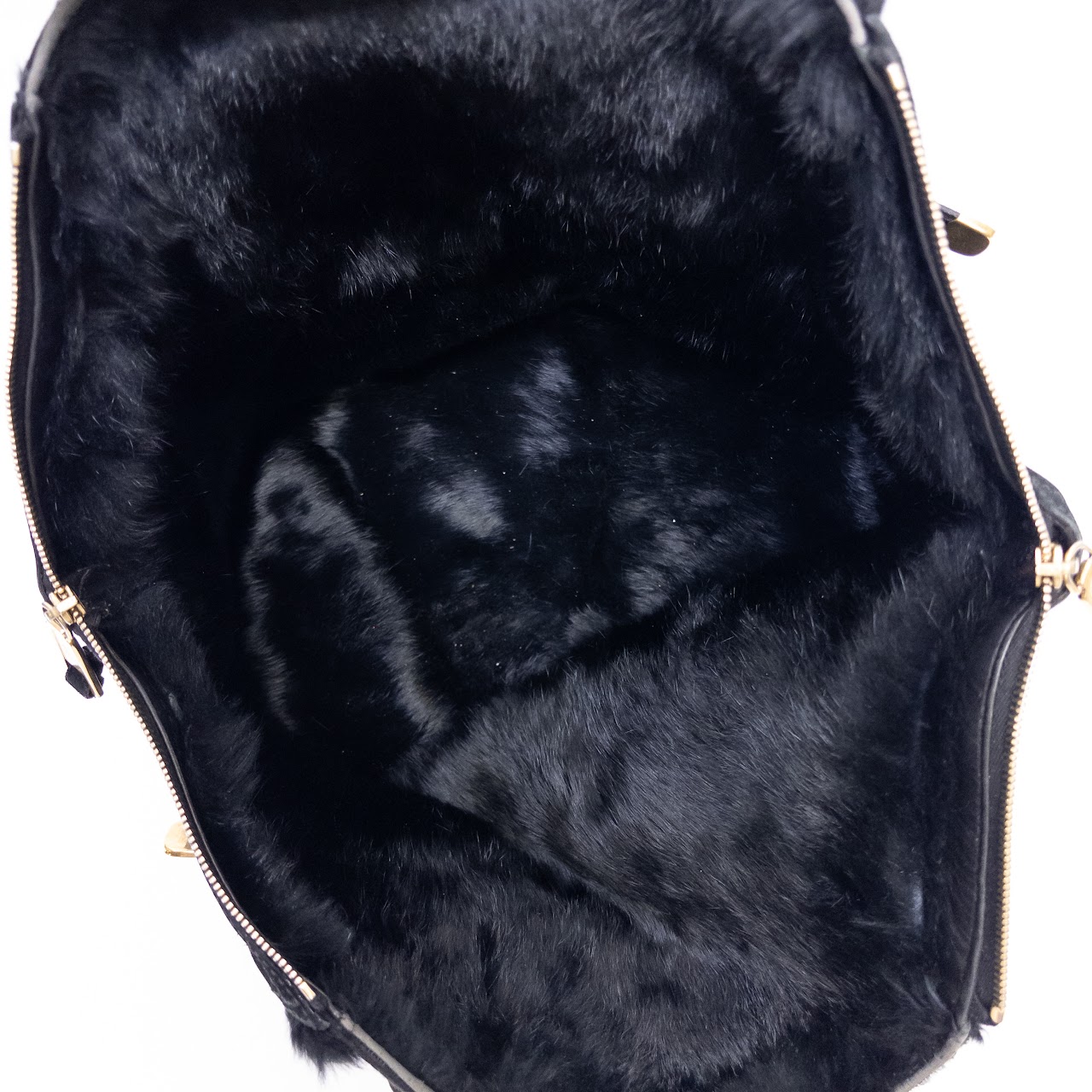 Yves Saint Laurent Medium Downtown Suede and Fur Tote Bag