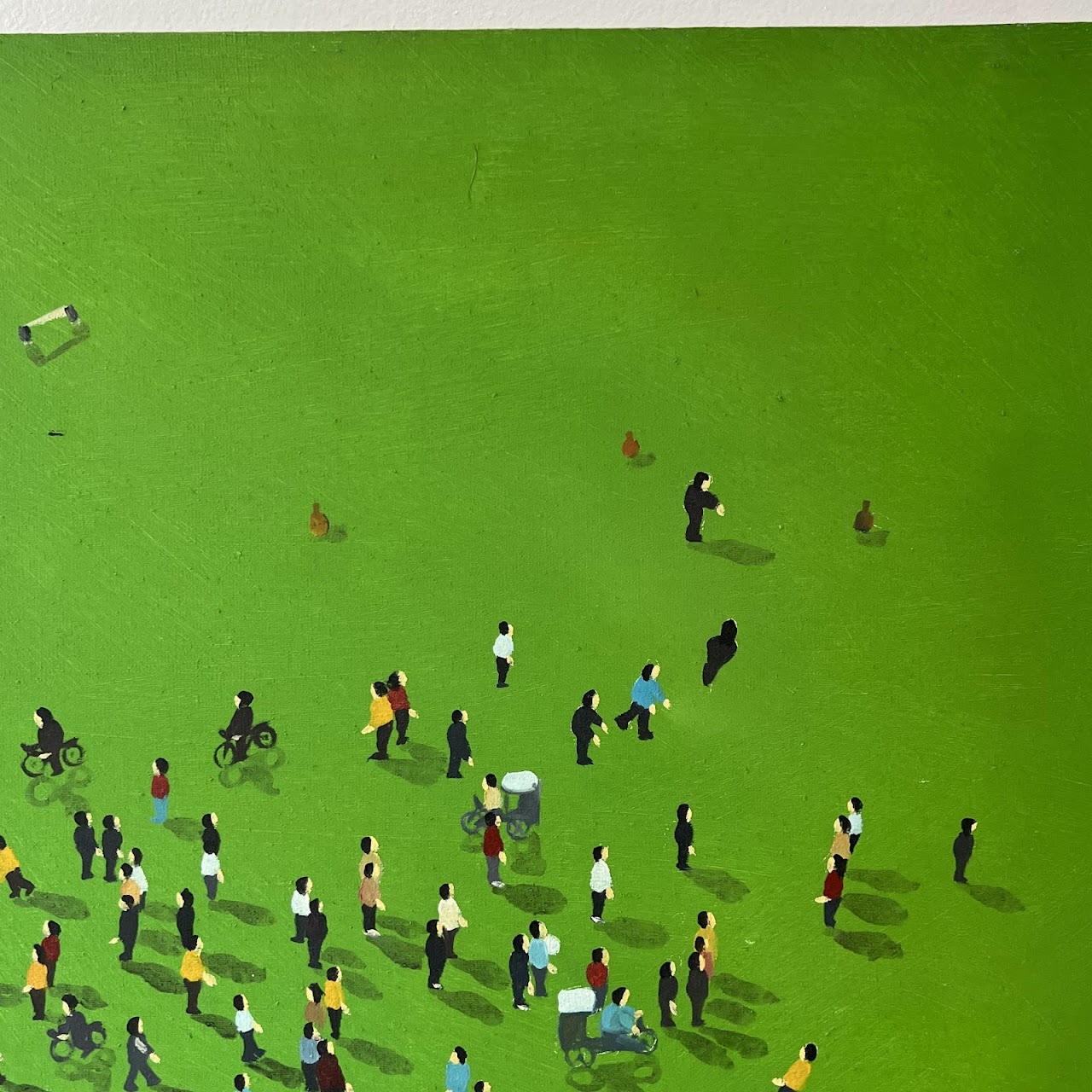 Bird's Eye View Crowd Scene Oil Painting