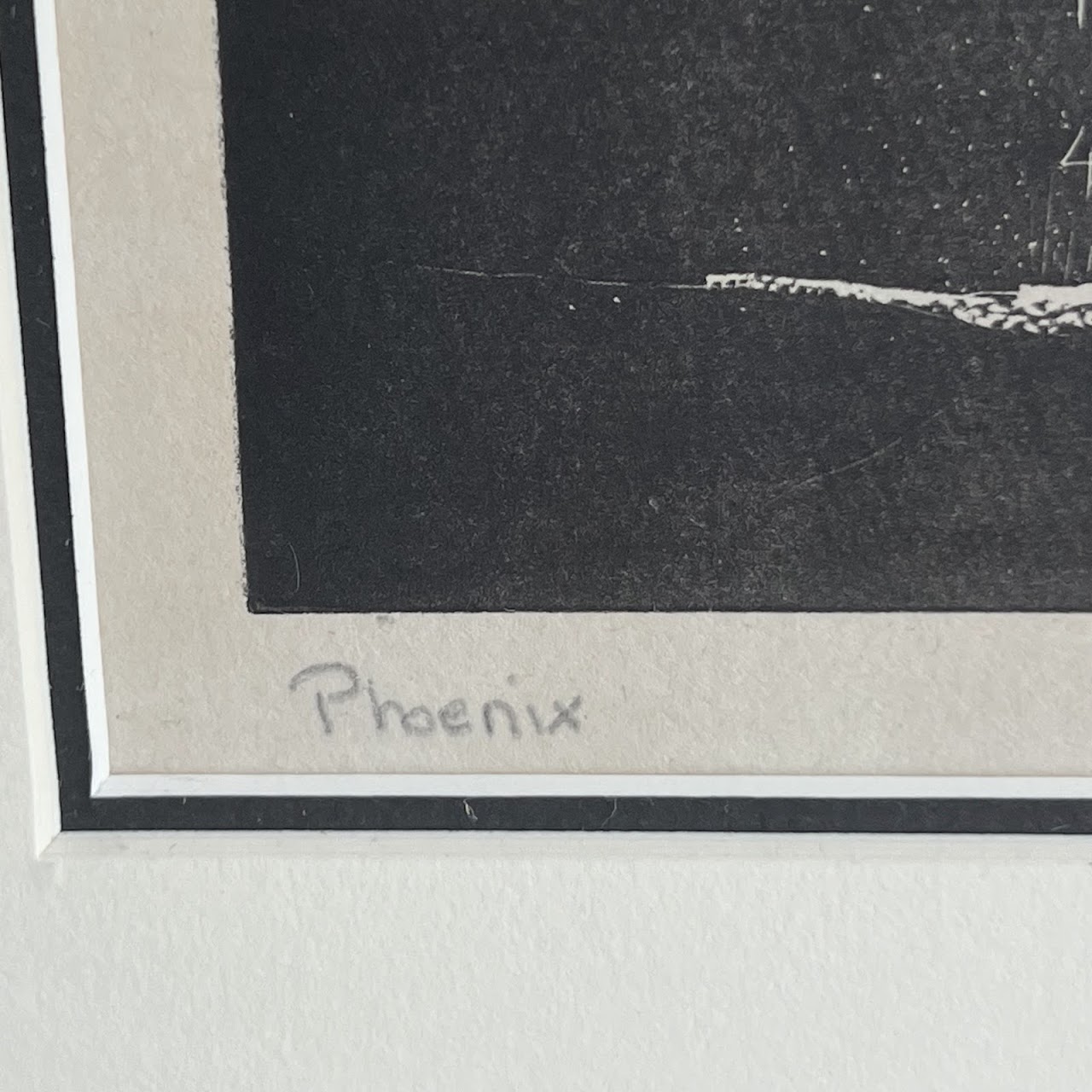 Linda Miller 'Phoenix' Signed Linocut