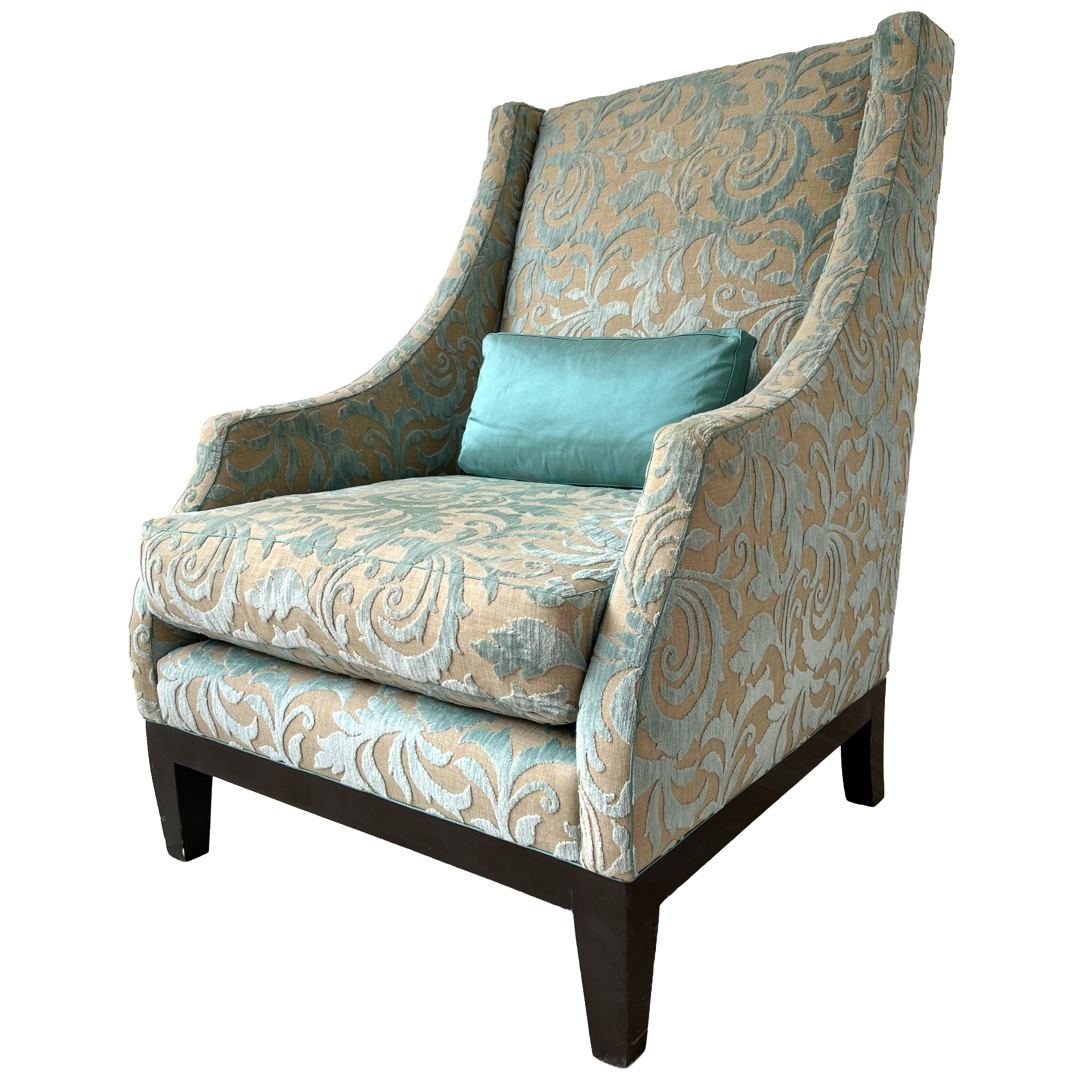 Christian Grevstad Foliate Cut Chenille Velvet Armchair #1