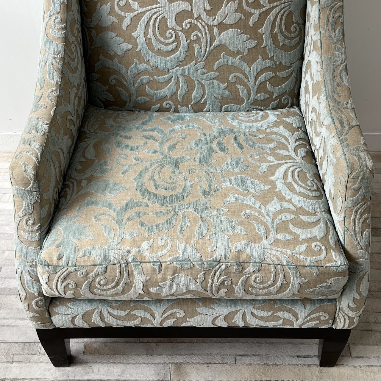 Christian Grevstad Foliate Cut Chenille Velvet Armchair #1