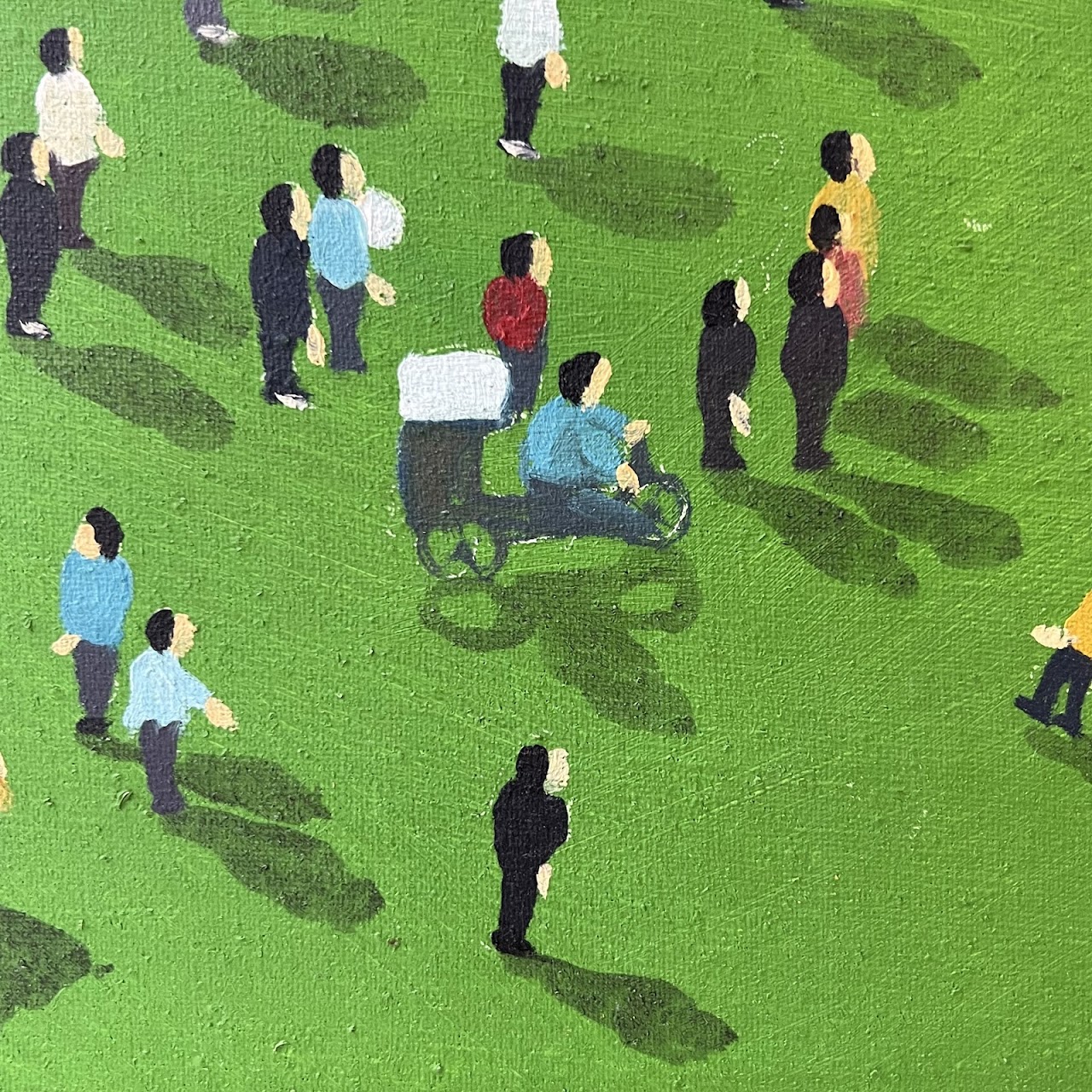 Bird's Eye View Crowd Scene Oil Painting