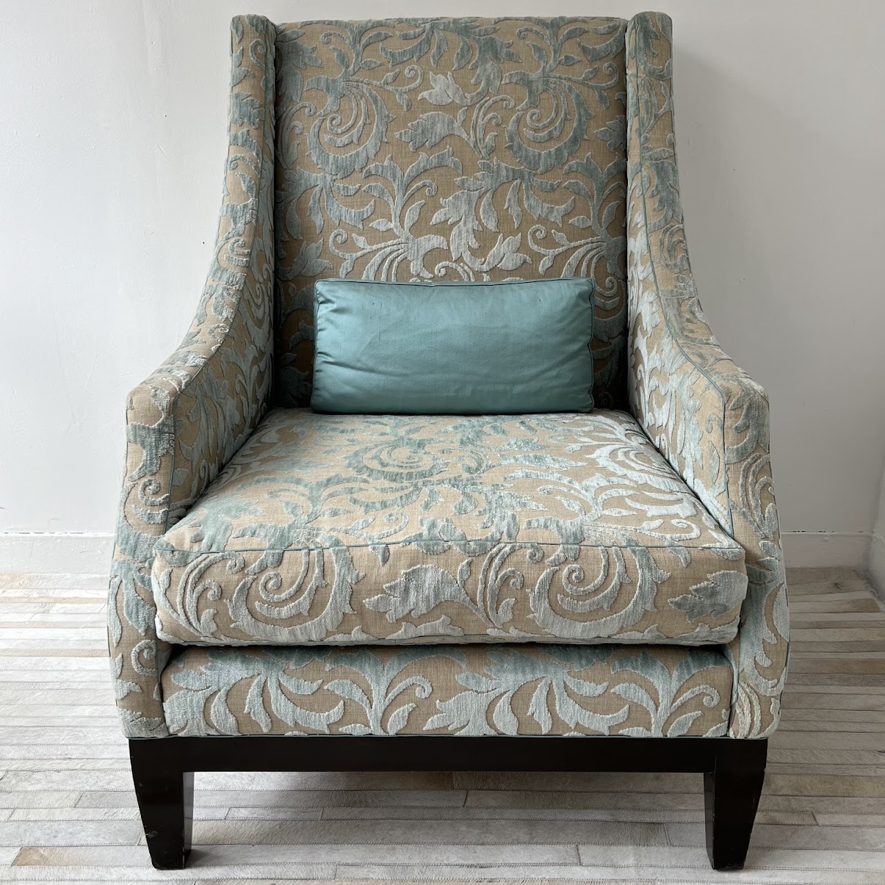 Christian Grevstad Foliate Cut Chenille Velvet Armchair #1