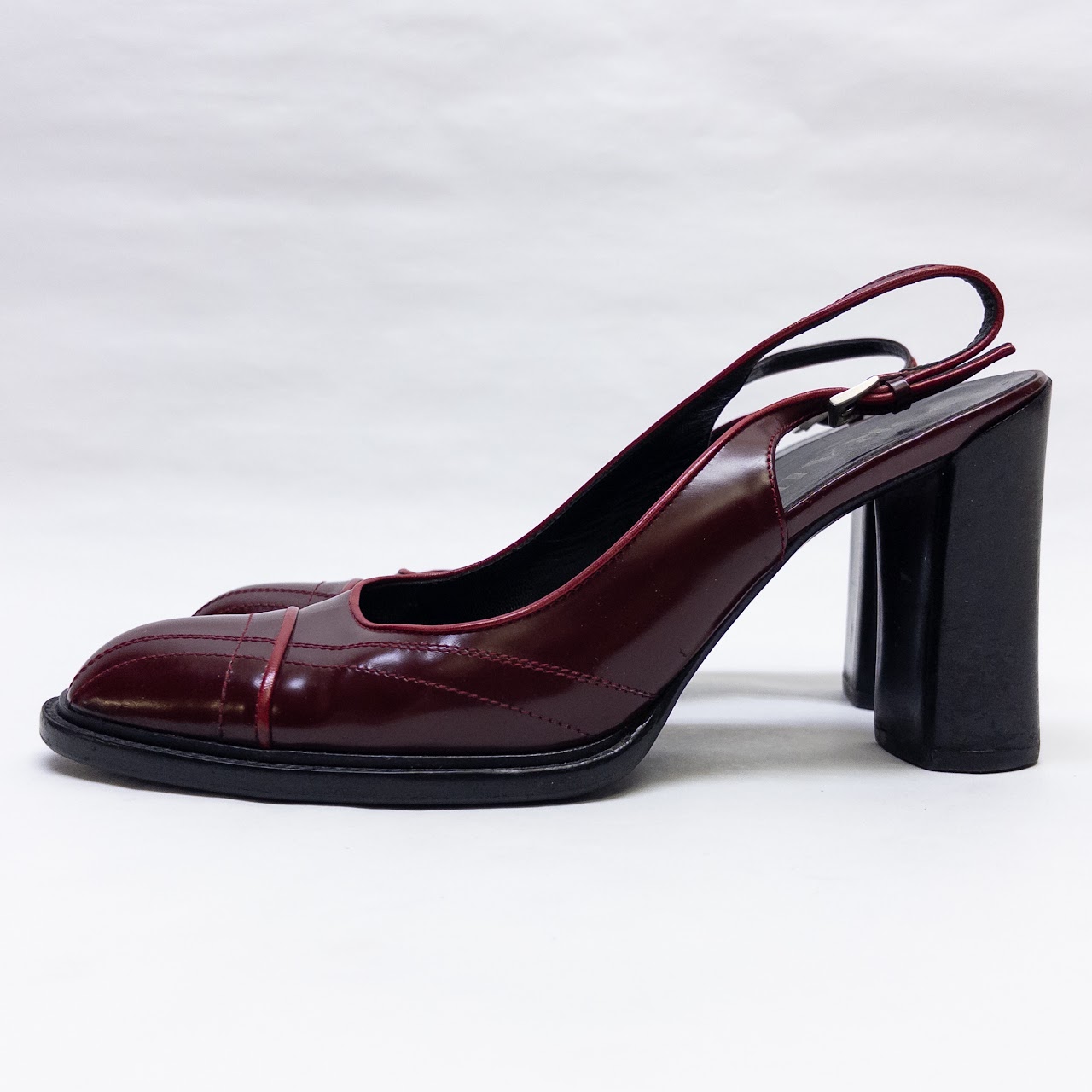 Prada Slingback Chunky Heel Pumps