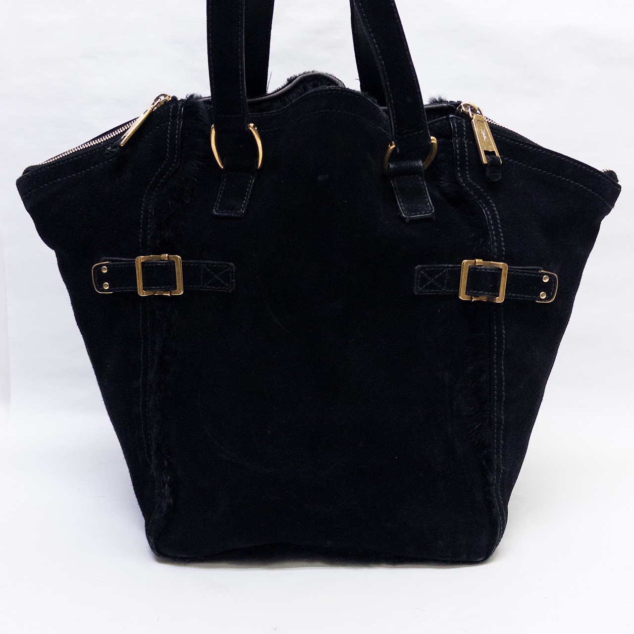 Yves Saint Laurent Medium Downtown Suede and Fur Tote Bag