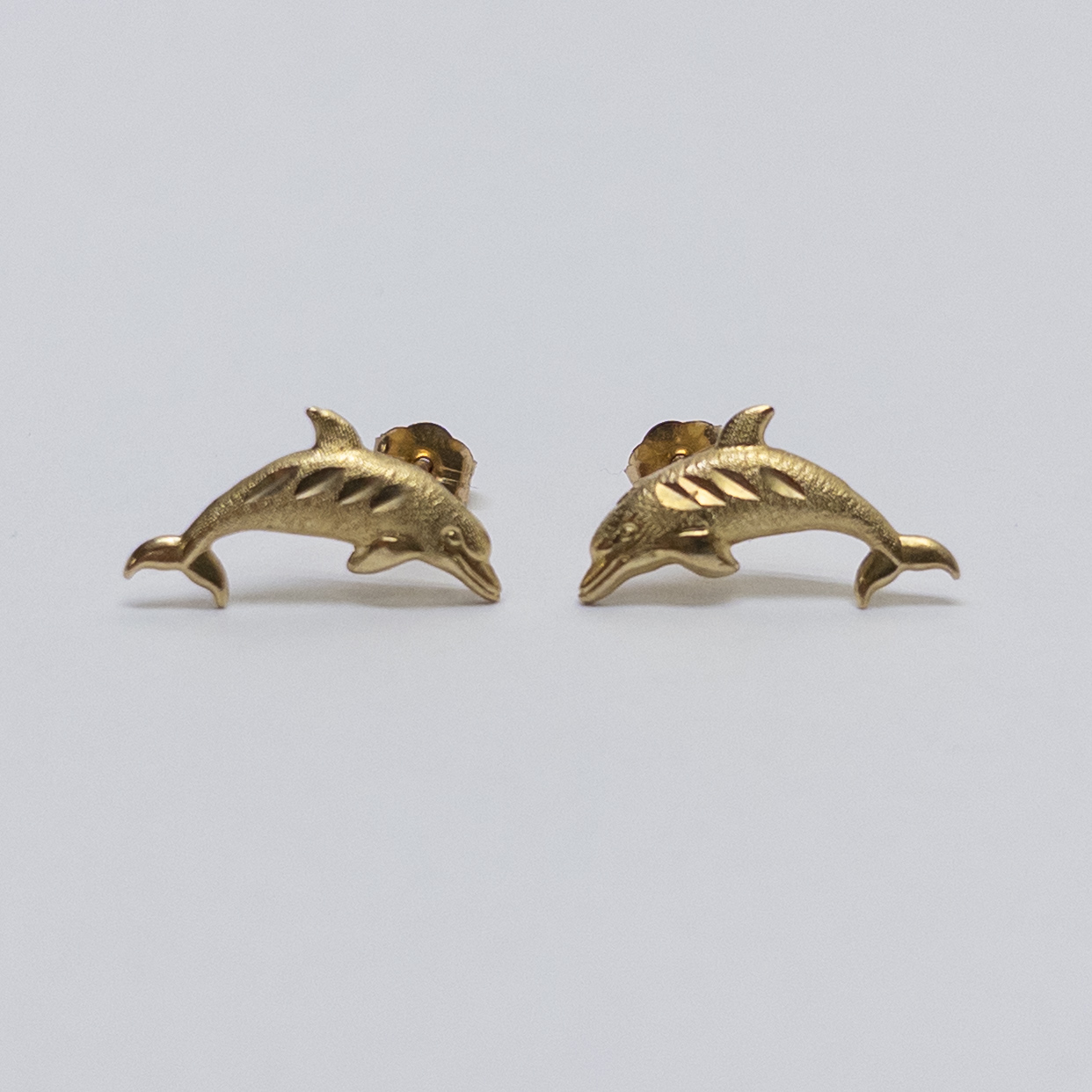 14K Gold Dolphin Earrings