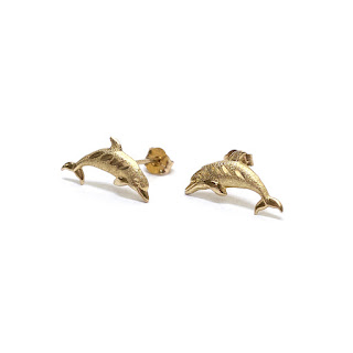 14K Gold Dolphin Earrings