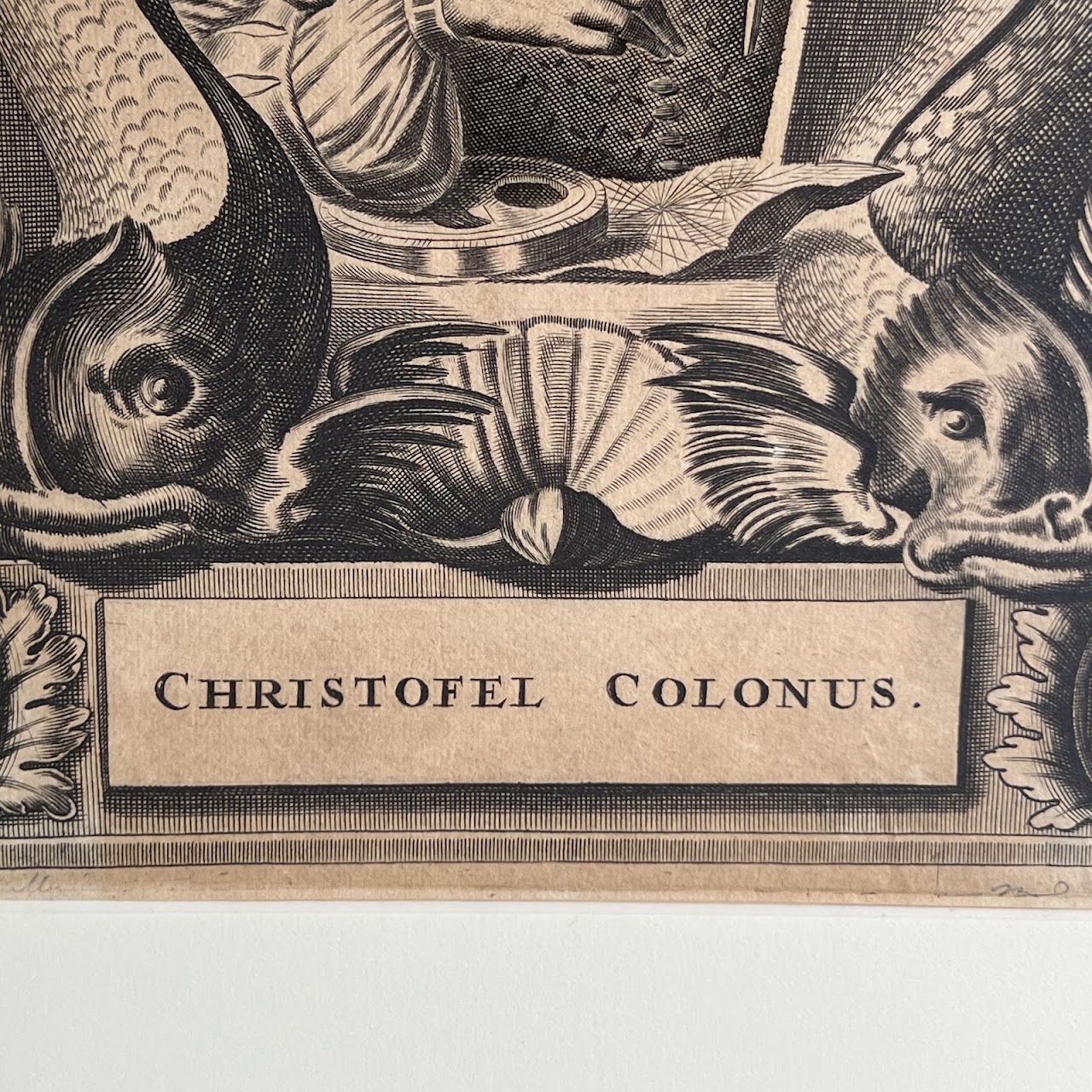17th C. Arnoldus Montanus 'Christofel Colonus' Engraved Bookplate