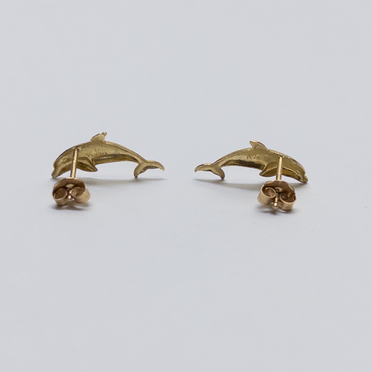 14K Gold Dolphin Earrings