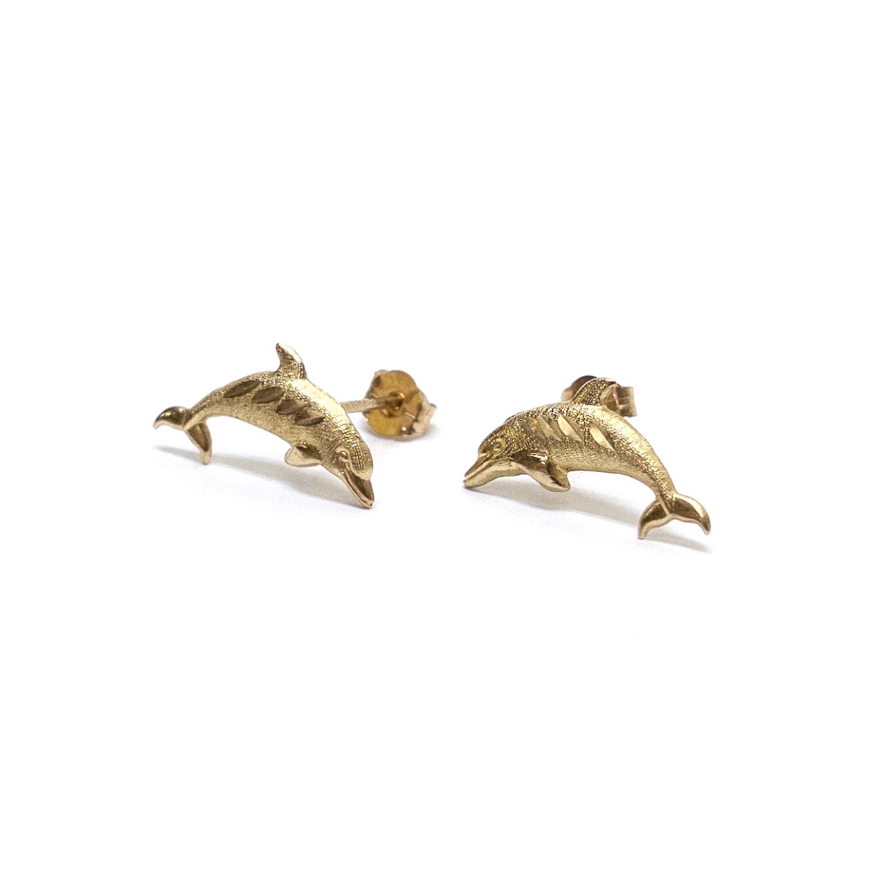 14K Gold Dolphin Earrings