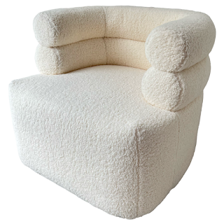 Dovetail Furniture Faux Sheepskin Swivel Barrel Back Chair