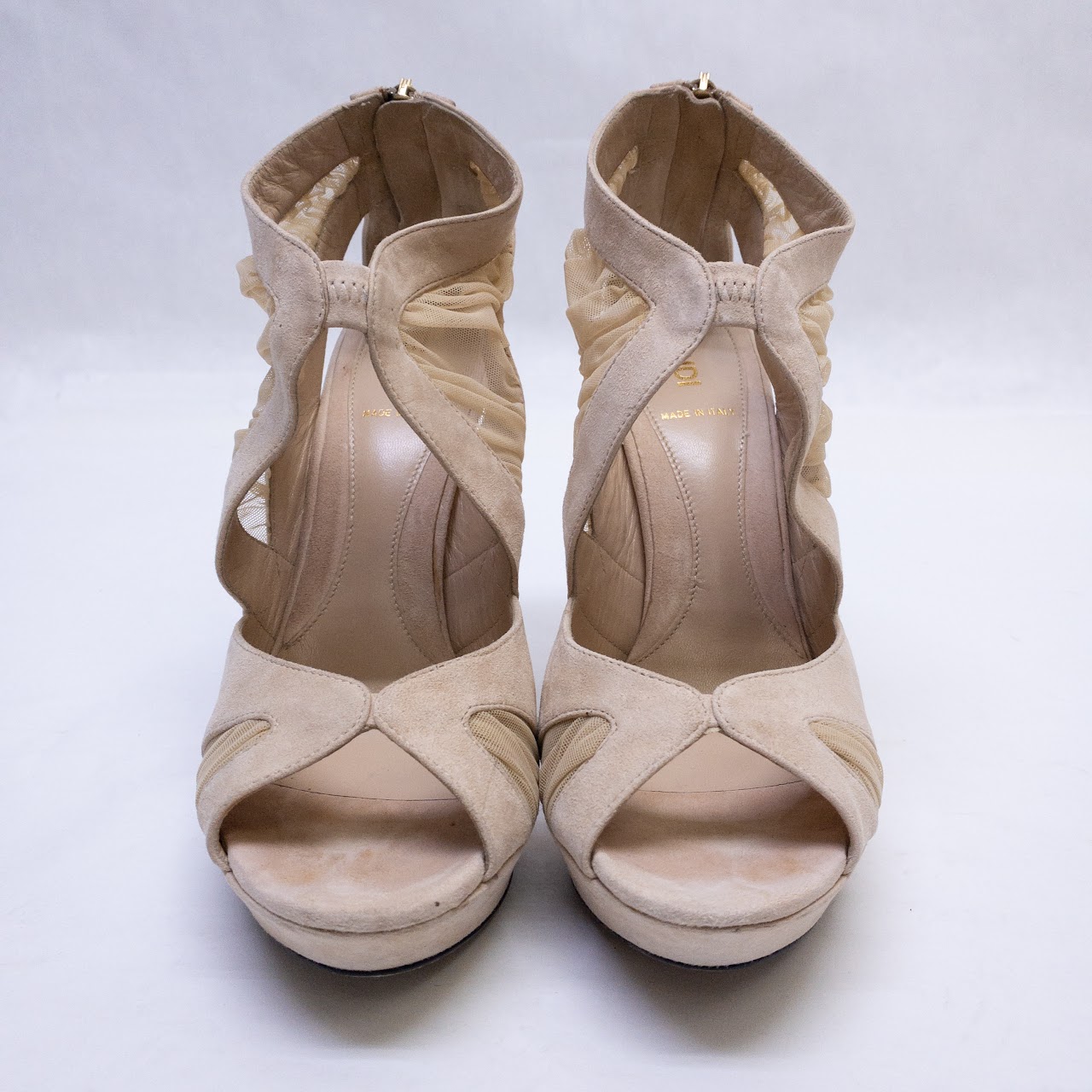 Fendi Suede & Mesh Platform Sandals