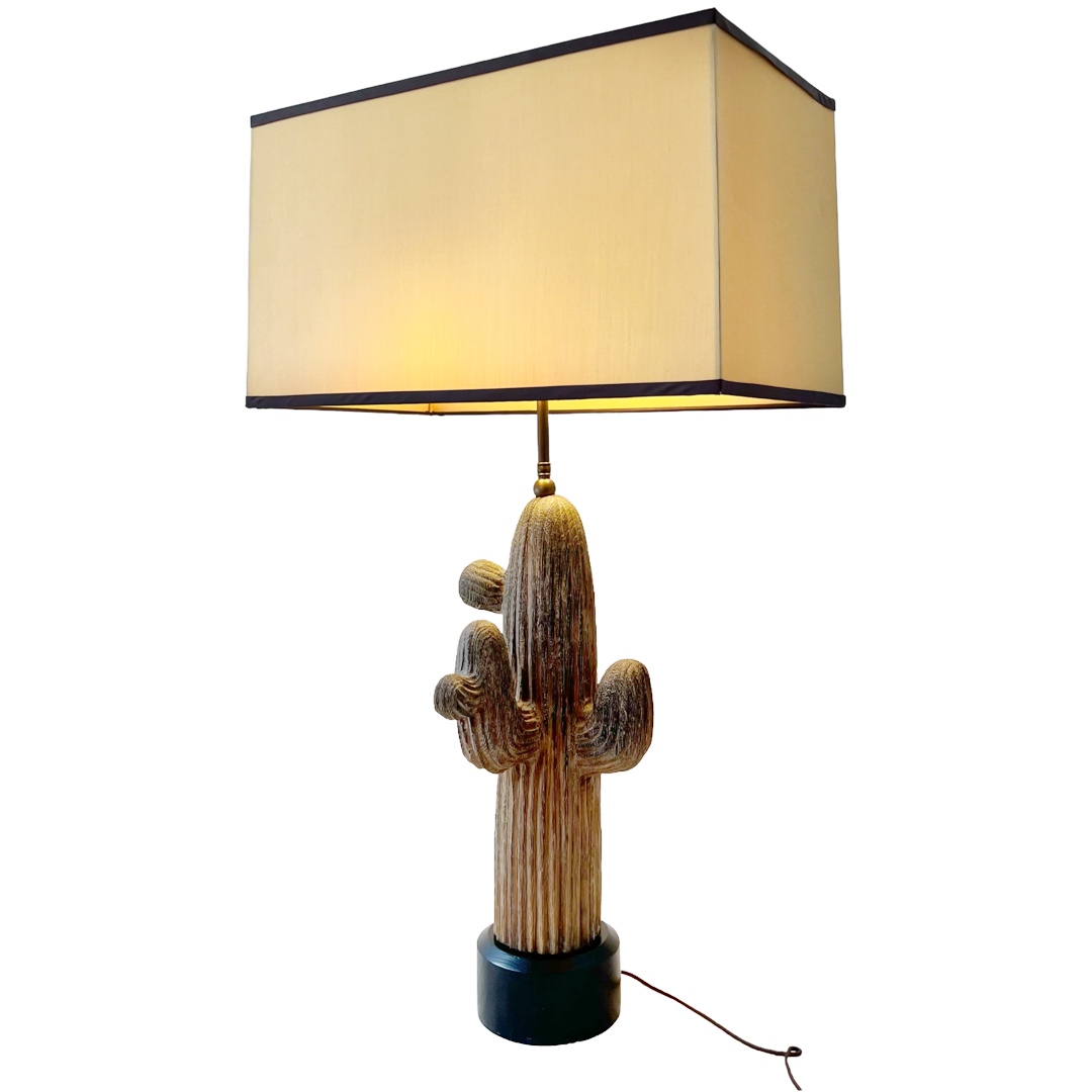 Downtown 20 LA Carved Oak Cactus Table Lamp