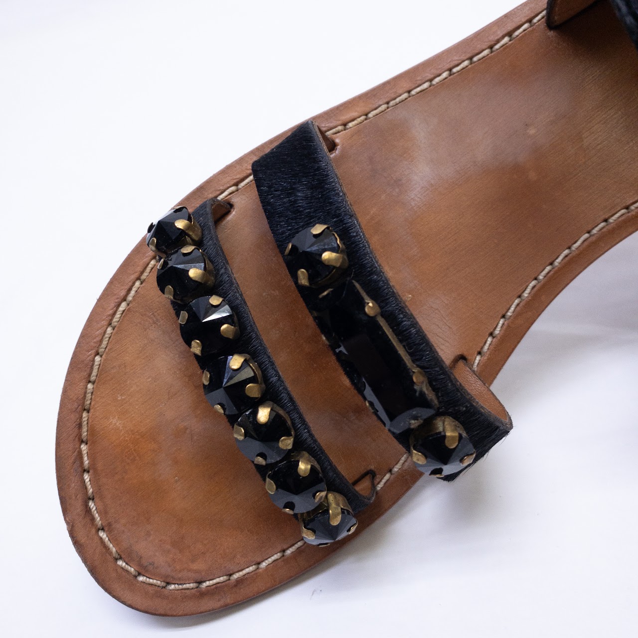 Marni Jeweled Calf Hair Sandals