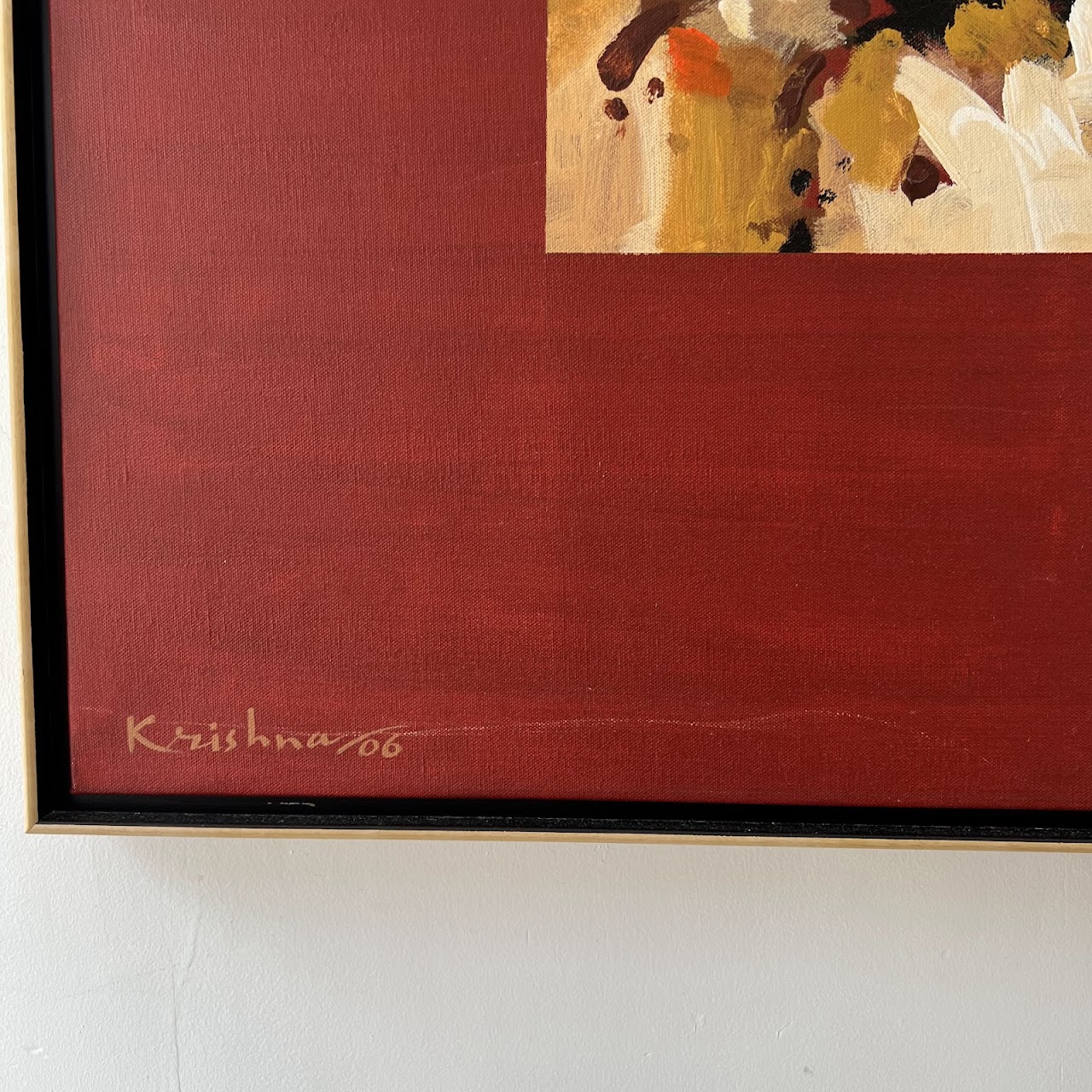 Krishna Pulkundwar Signed Contemporary Indian Abstract Painting