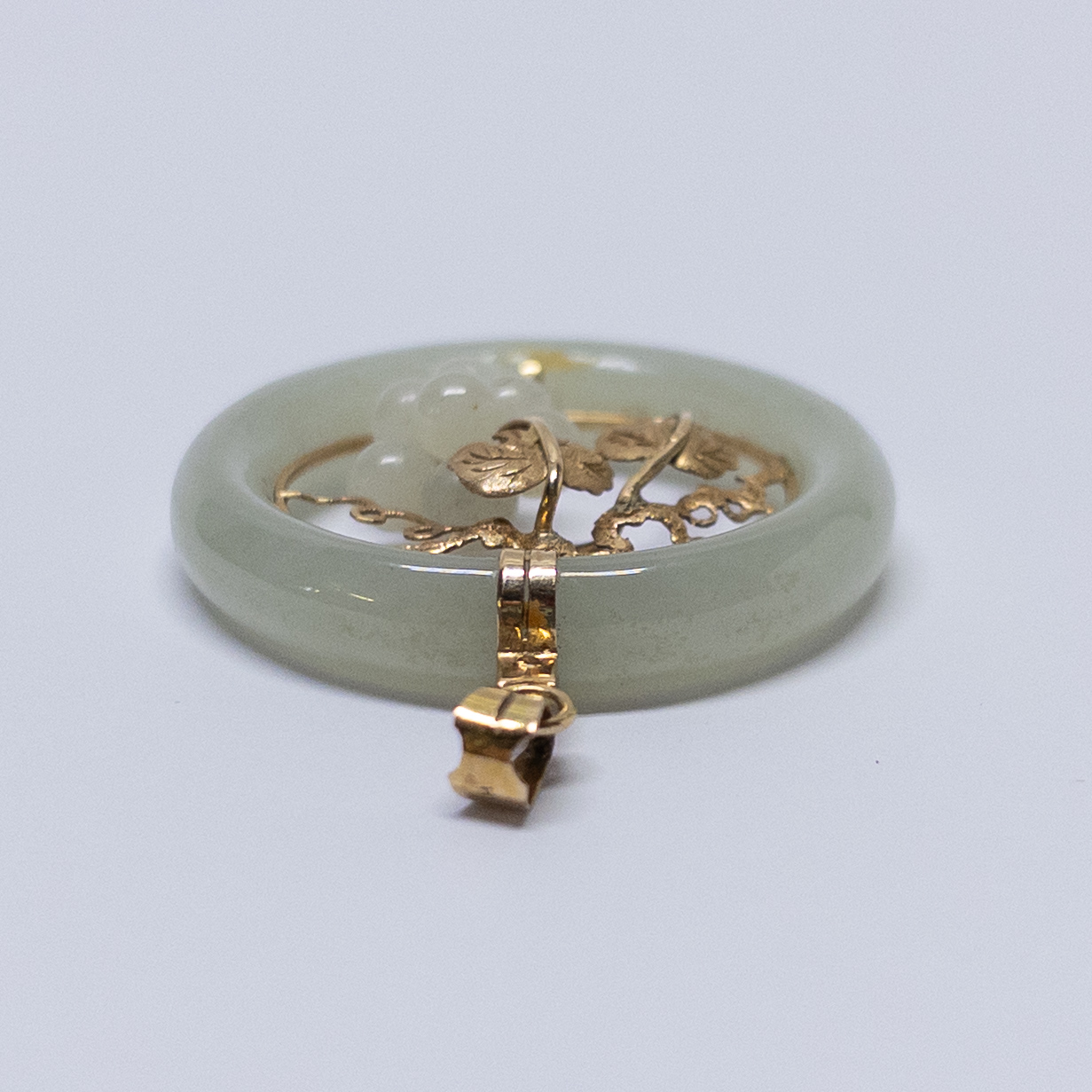 14K Gold and Jade Grapevine Pendant