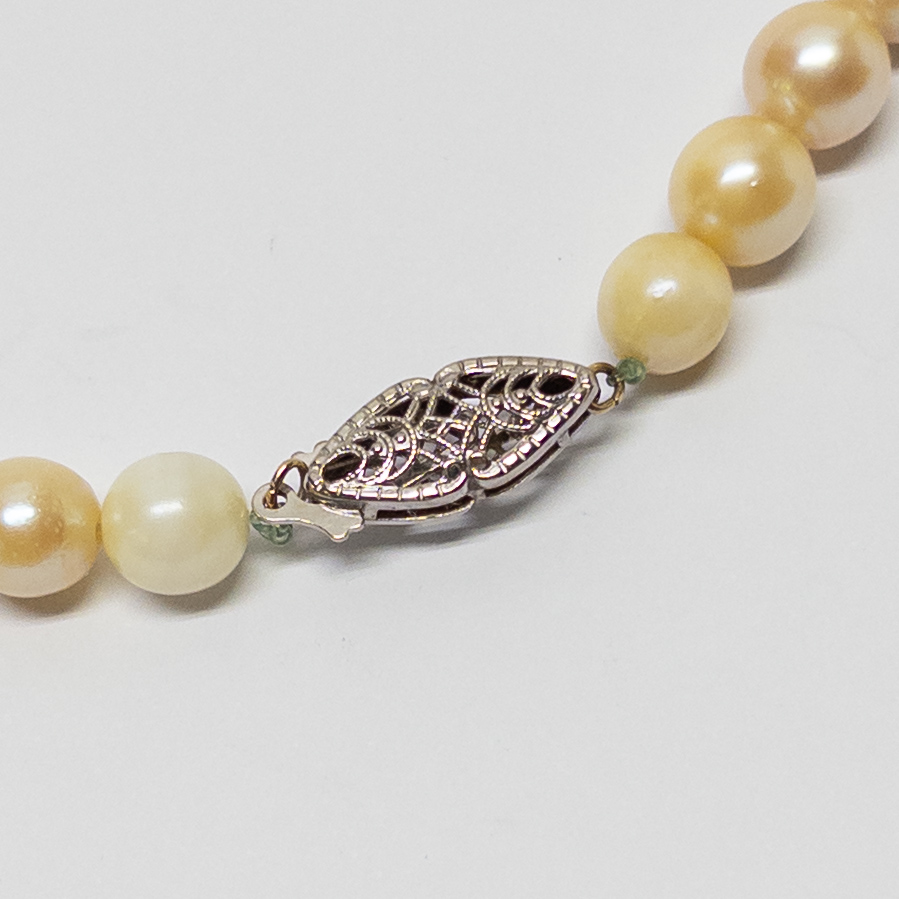 Champagne Pearl and 14K White Gold Strand Necklace