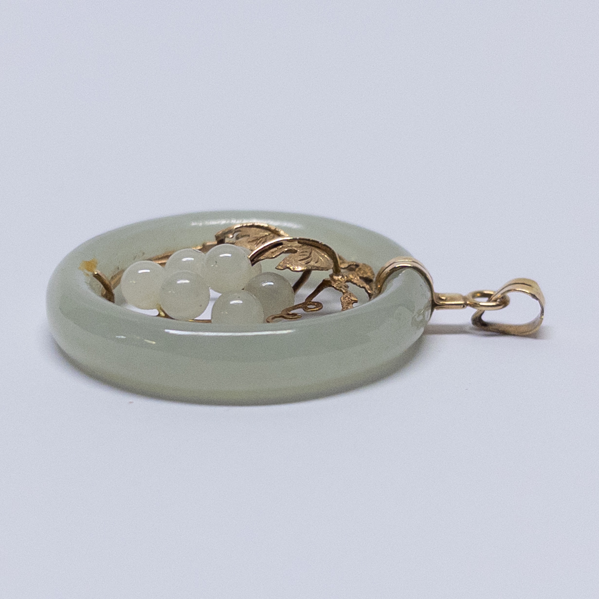 14K Gold and Jade Grapevine Pendant