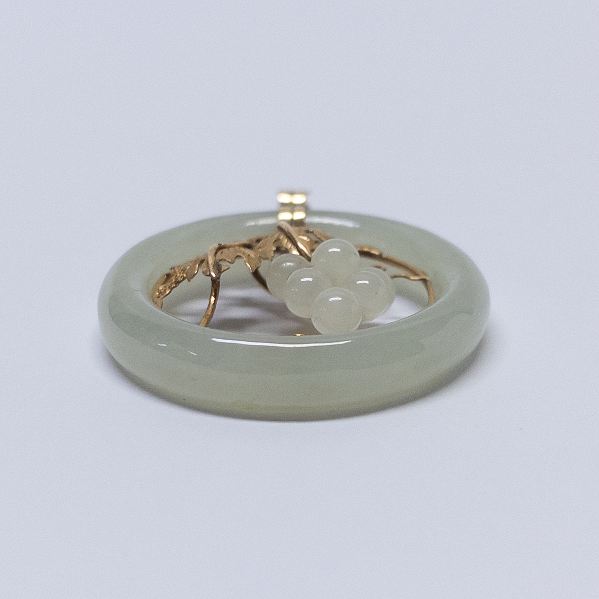 14K Gold and Jade Grapevine Pendant