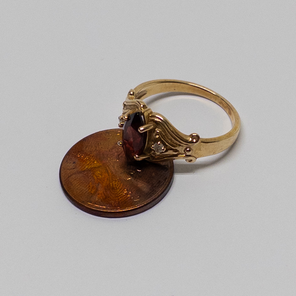 14K Gold, Garnet and Diamond Ring