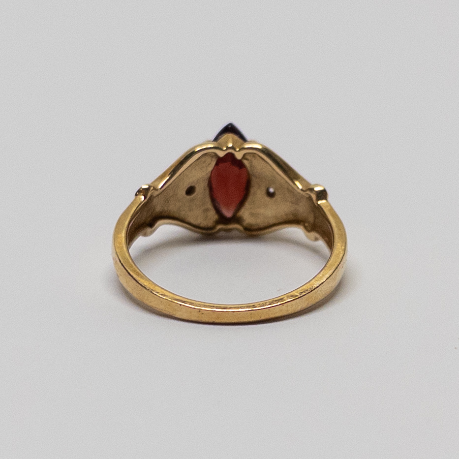 14K Gold, Garnet and Diamond Ring