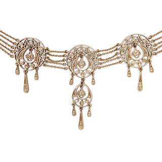 Christian Dior Vintage Filigree Triple Chain Necklace