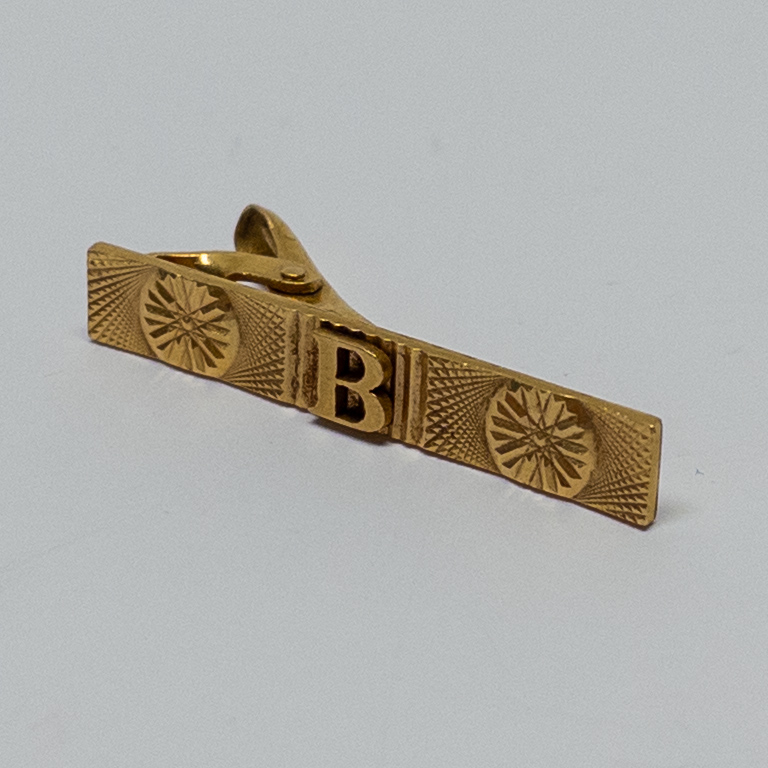 22K Gold Vintage 'B' Monogram Tie Clip