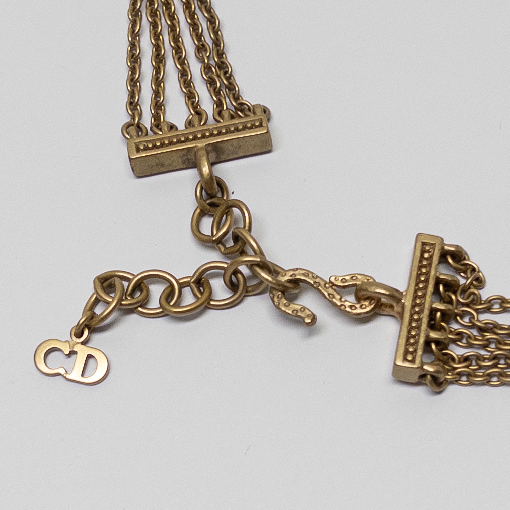 Christian Dior Vintage Filigree Triple Chain Necklace