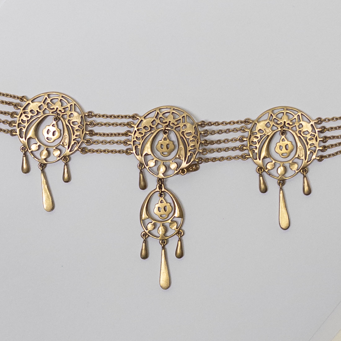 Christian Dior Vintage Filigree Triple Chain Necklace