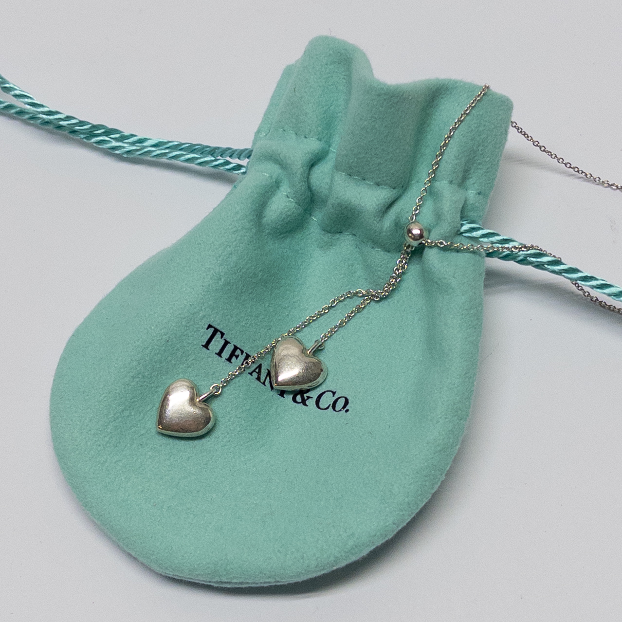 Tiffany & Co. Sterling Silver Double Heart Pendant Necklace