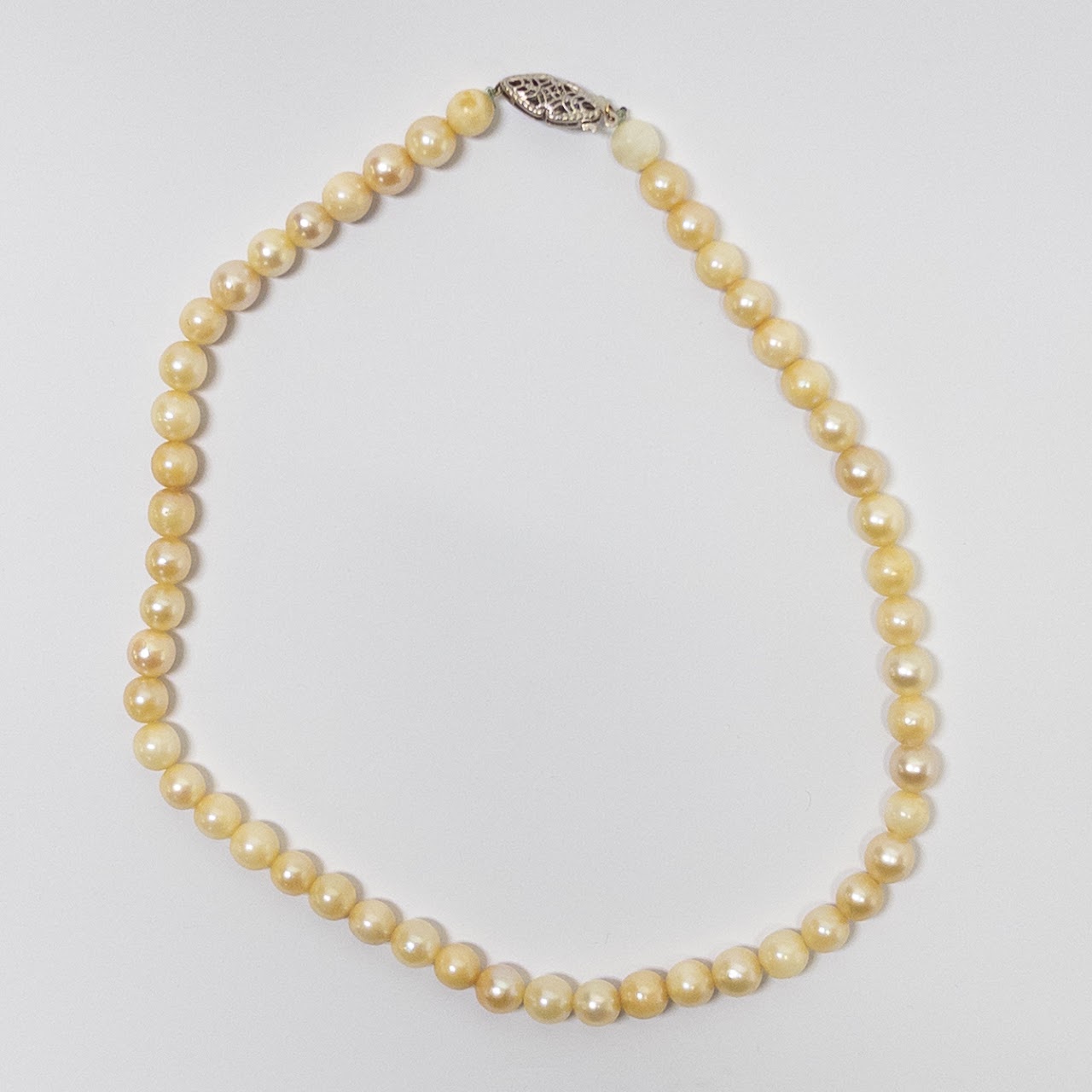 Champagne Pearl and 14K White Gold Strand Necklace