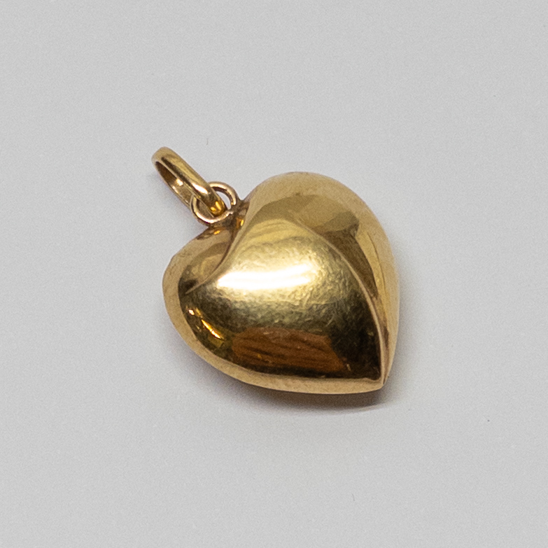 14K Gold Puffed Heart Pendant