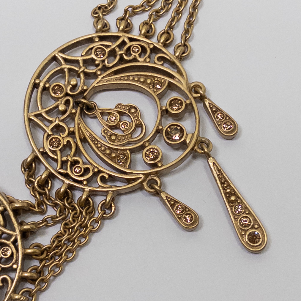 Christian Dior Vintage Filigree Triple Chain Necklace