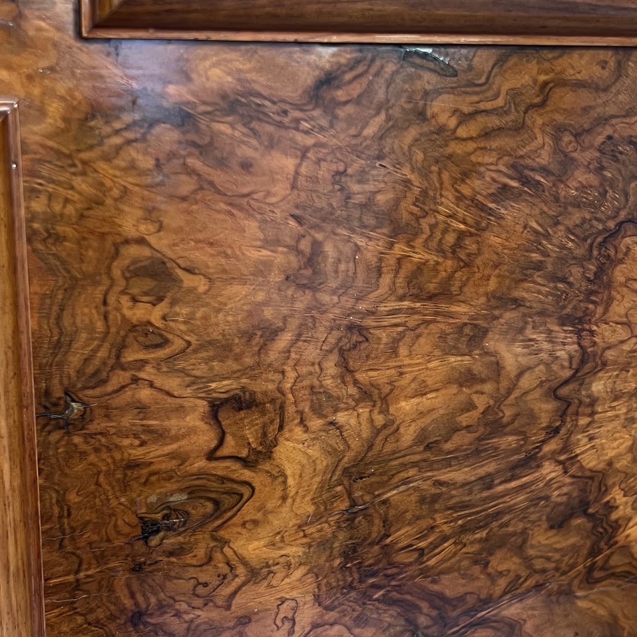 Swiss Antique Walnut and Burl Drop-Front Secretary Desk with Secret Compartments