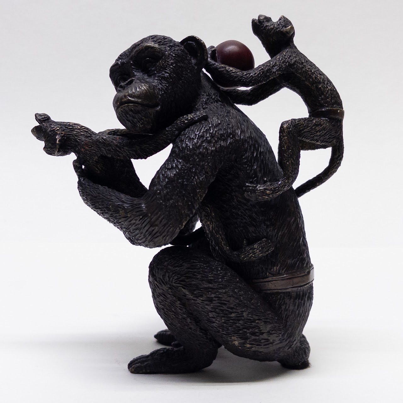 Cast Bronze Chimpanzee with Juveniles Sculpture