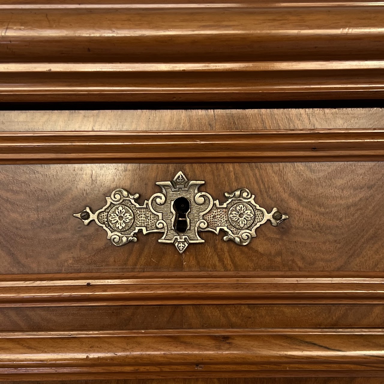 Swiss Antique Walnut and Burl Drop-Front Secretary Desk with Secret Compartments