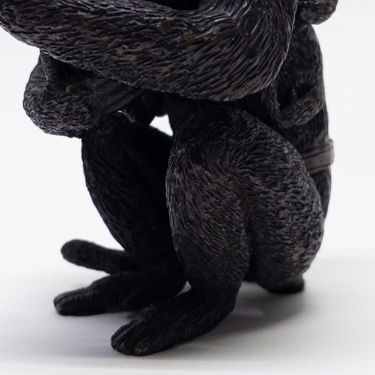 Cast Bronze Chimpanzee with Juveniles Sculpture