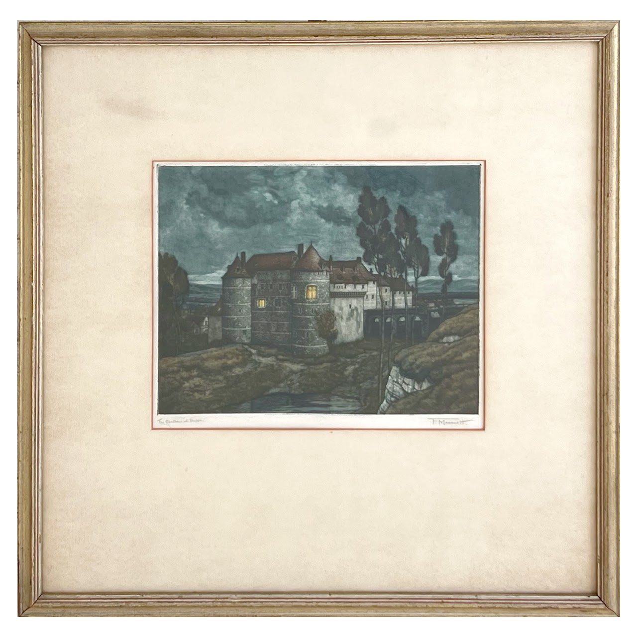 Frederick Marriott 'The Chateau at Dieppe' Signed Antique Aquatint Etching