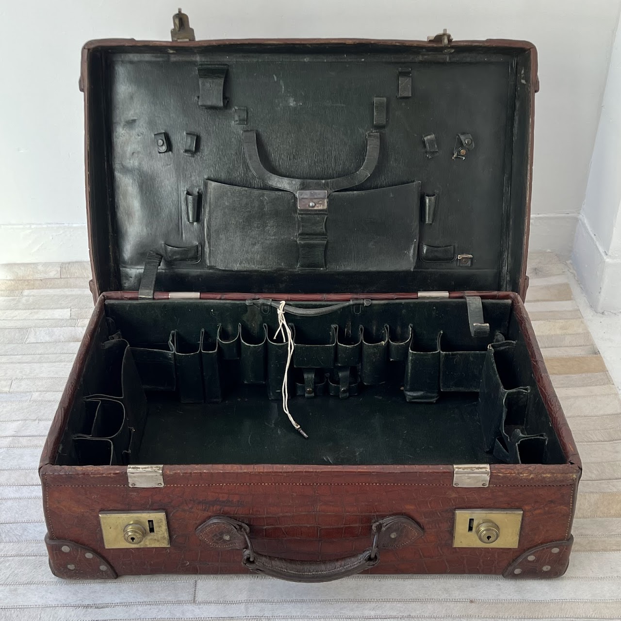 English Antique Alligator Large Dressing and Vanity Case