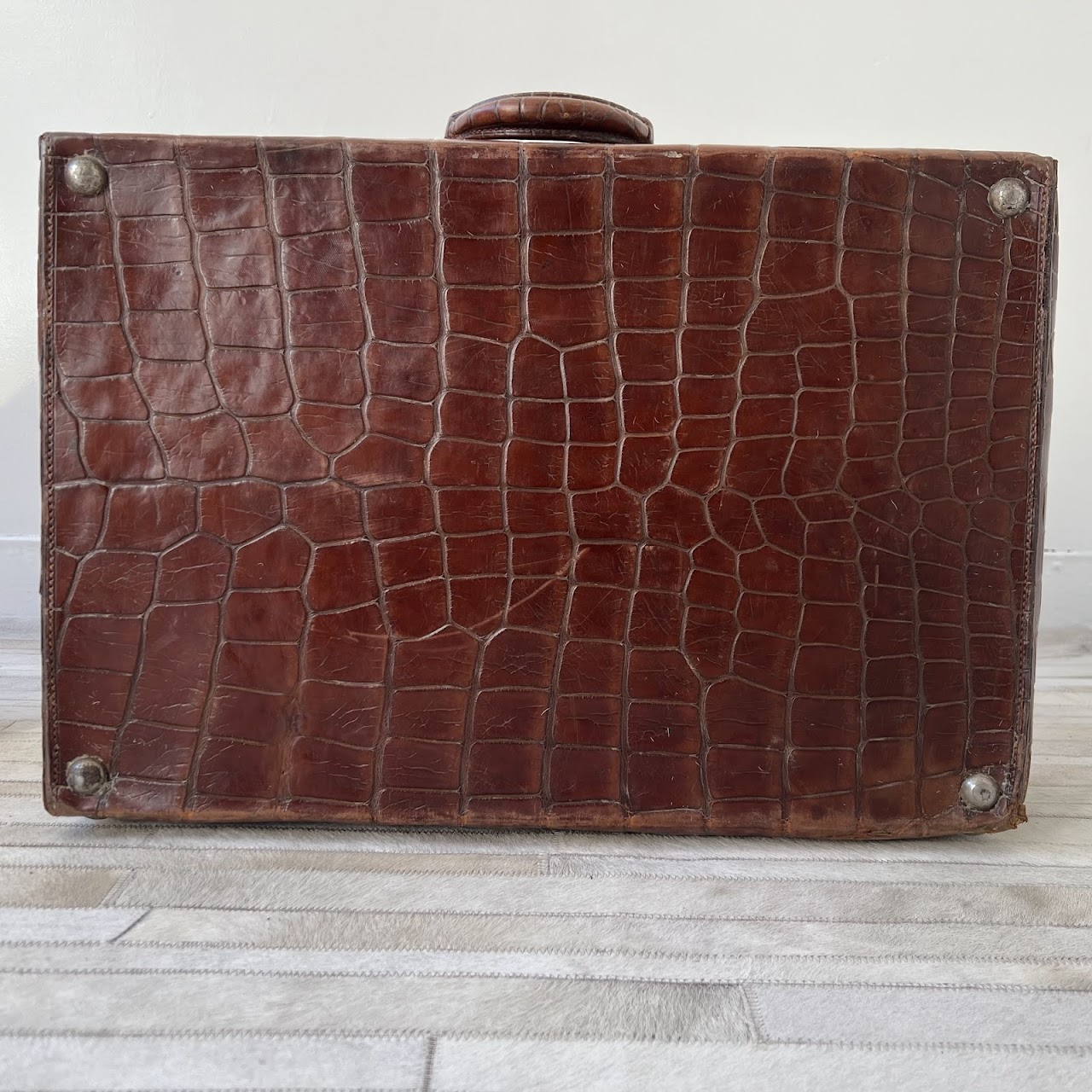 English Antique Crocodile Travel Case