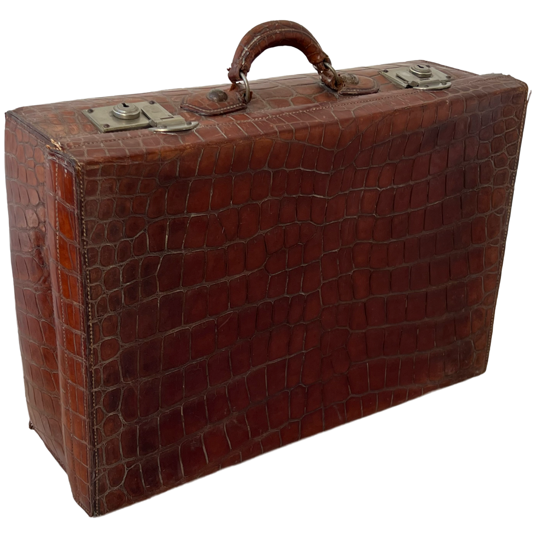 English Antique Crocodile Travel Case