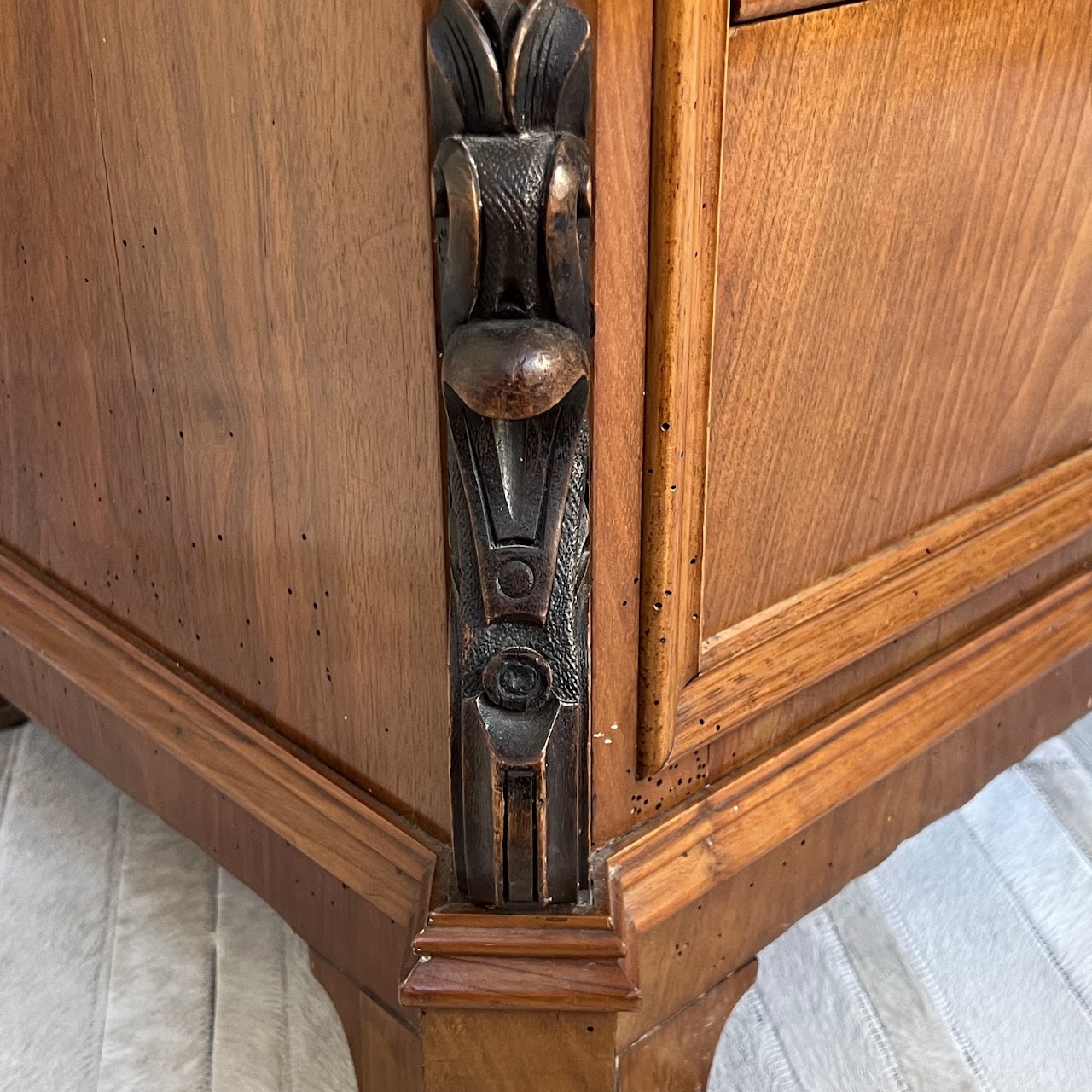 Swiss Antique Walnut and Burl Drop-Front Secretary Desk with Secret Compartments