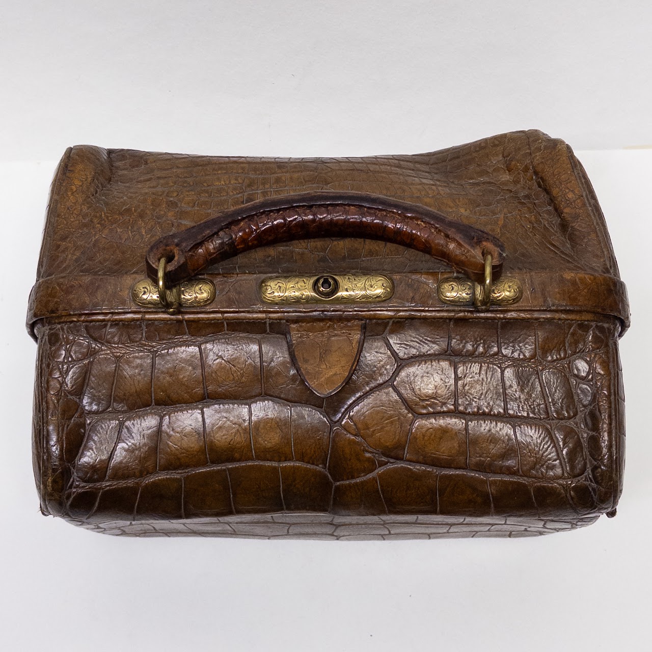 Antique Alligator Leather Square Doctor's Bag