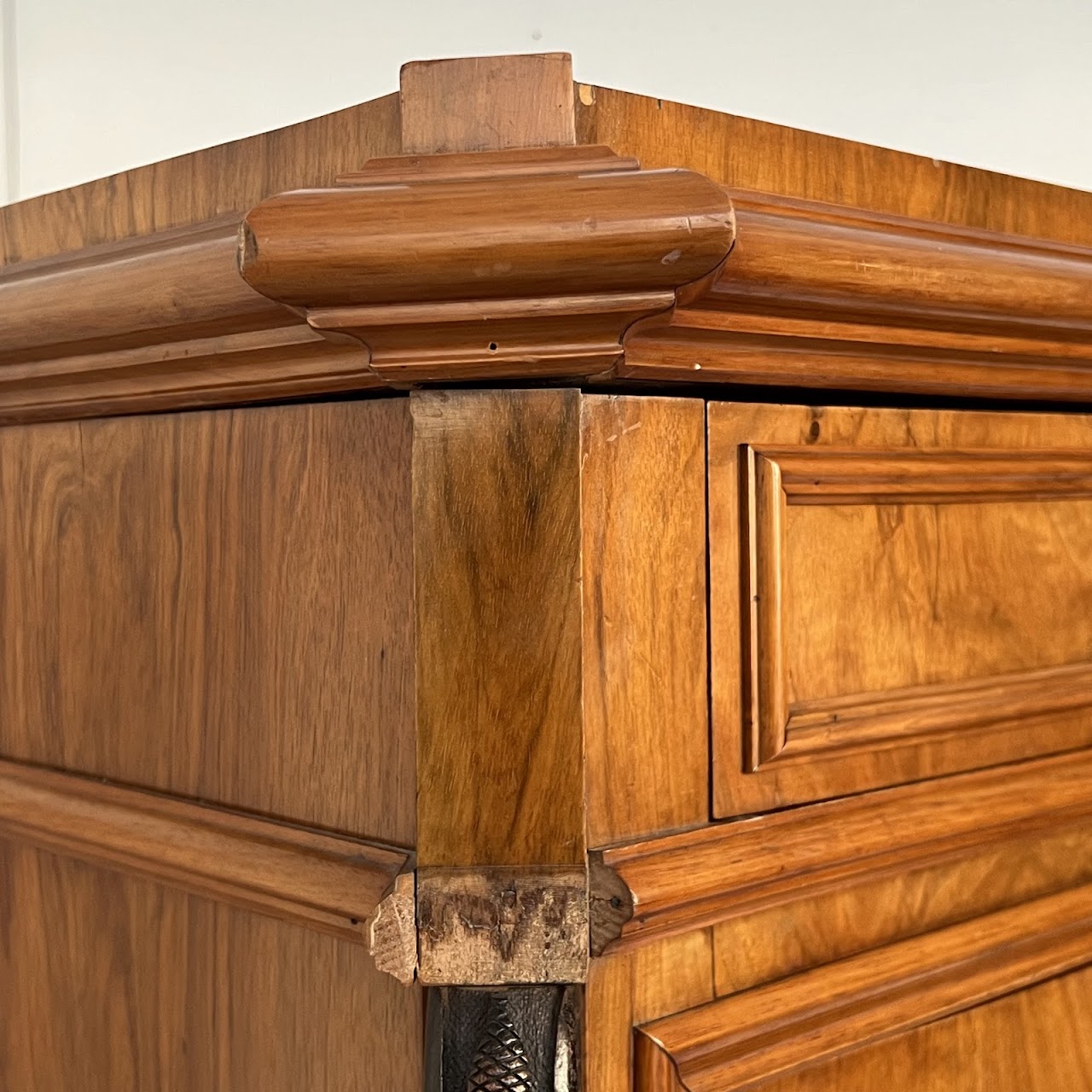 Swiss Antique Walnut and Burl Drop-Front Secretary Desk with Secret Compartments