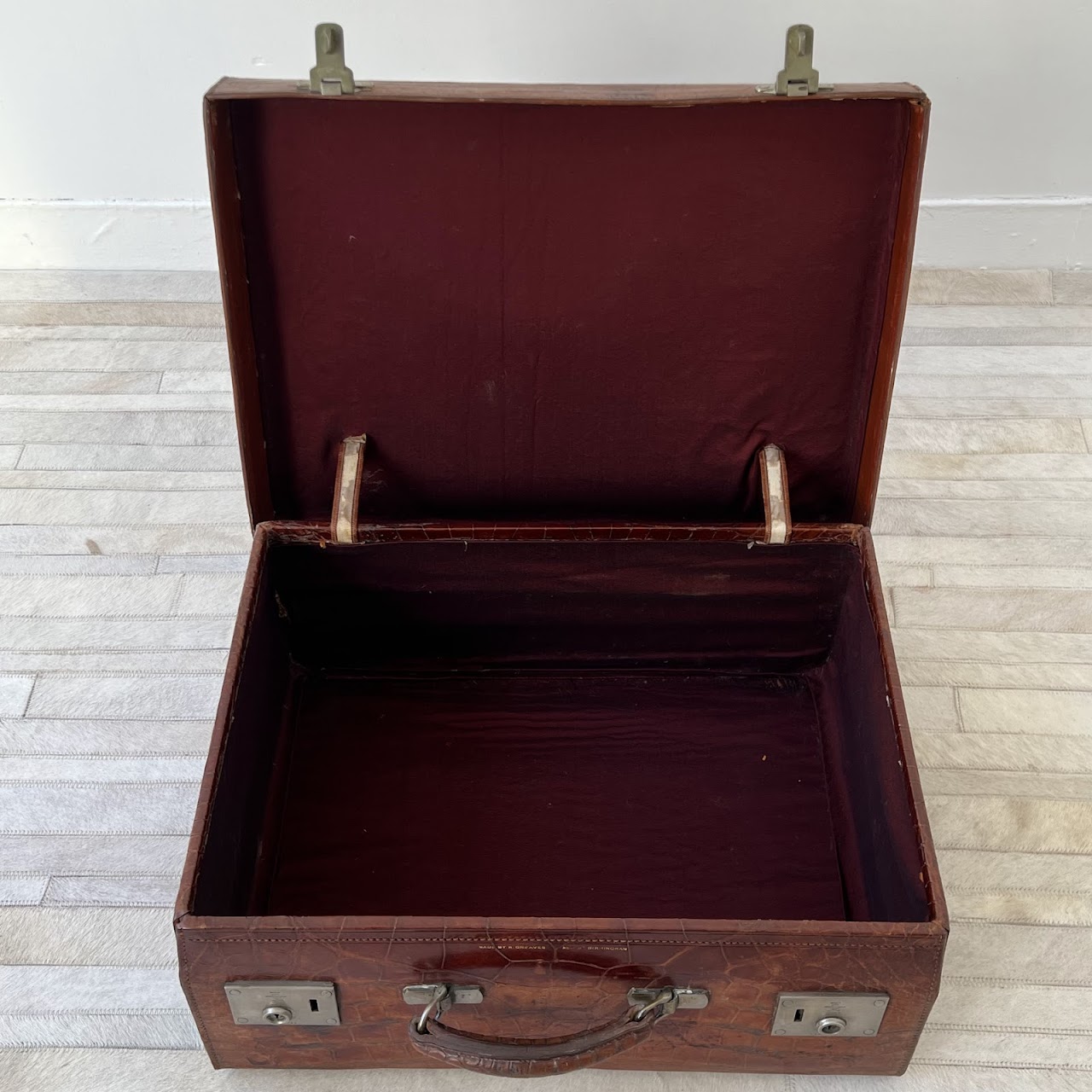 H. Greaves Makers to His Majesty English Antique Crocodile Travel Case