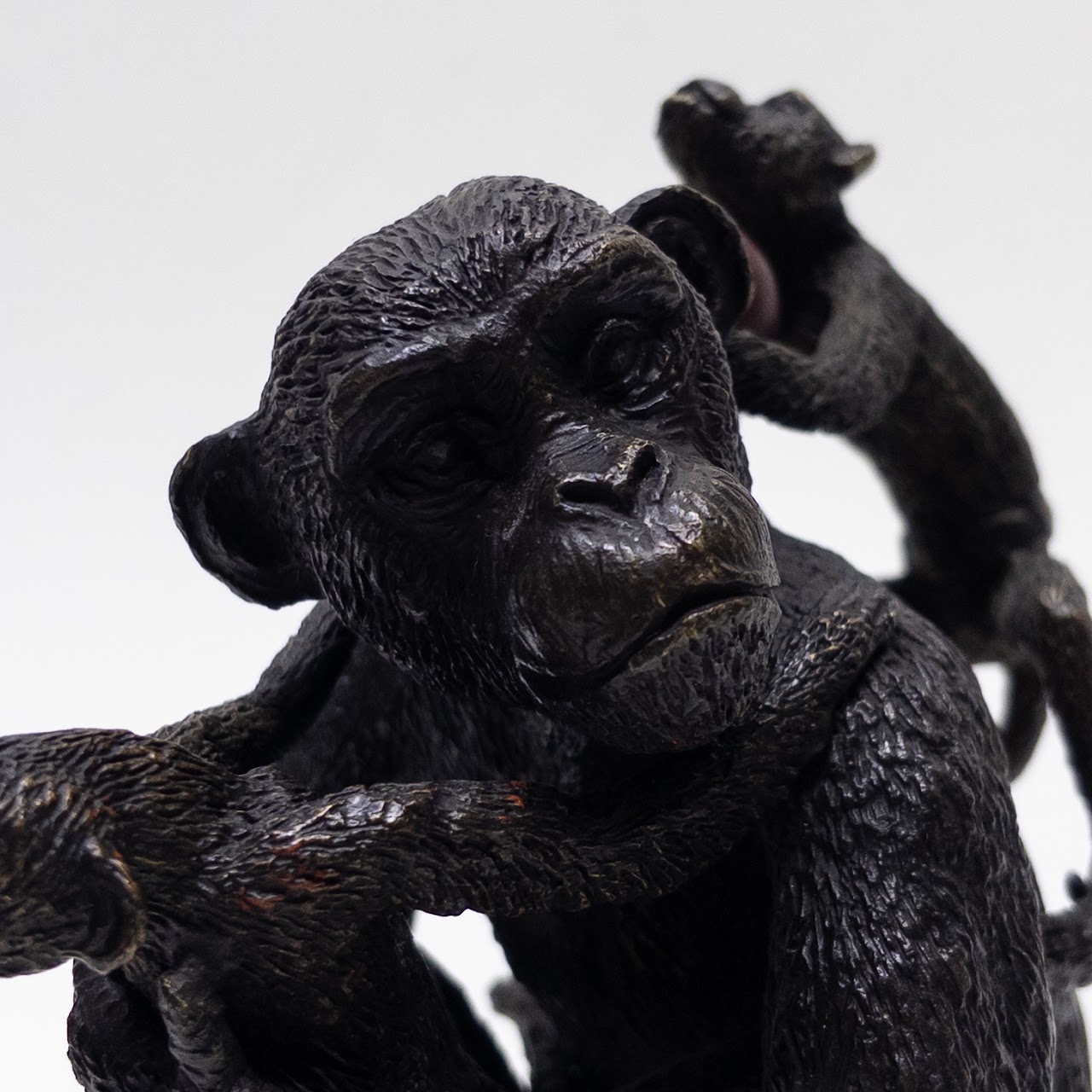 Cast Bronze Chimpanzee with Juveniles Sculpture