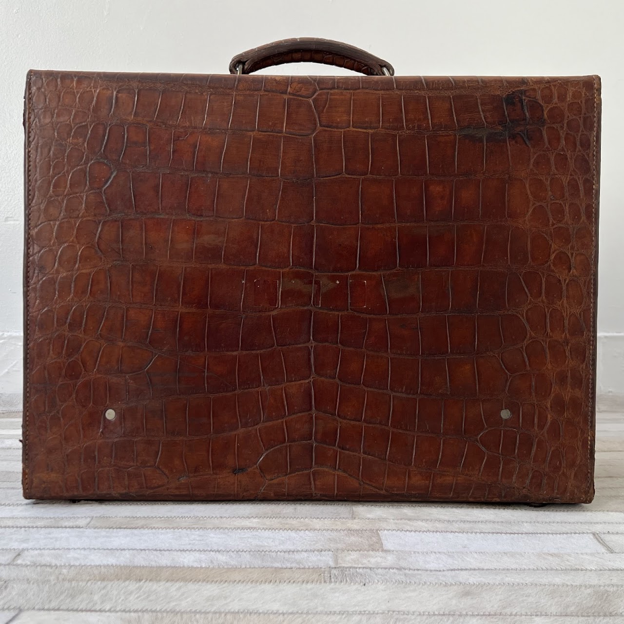 H. Greaves Makers to His Majesty English Antique Crocodile Travel Case