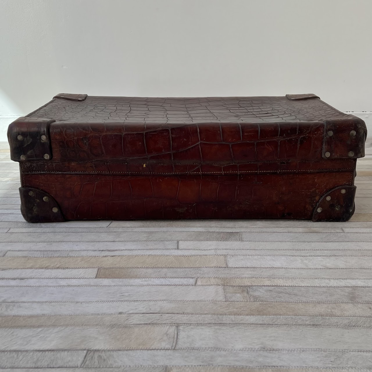 English Antique Alligator Large Dressing and Vanity Case